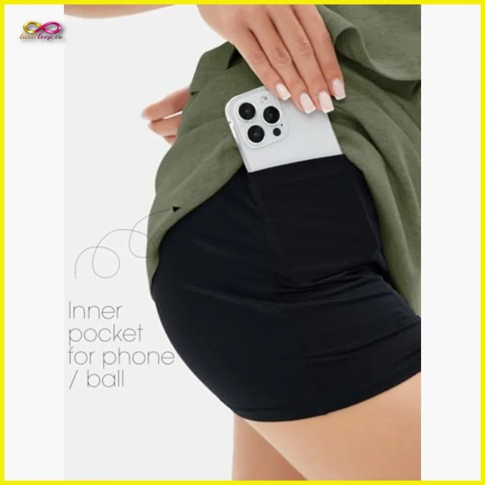 Cotton Athletic Tennis Skort Set Short Sleeve T-Shirt Matching Workout Outfit